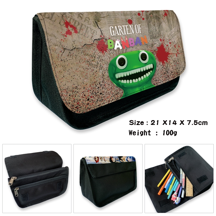 Garten of Banban Anime Velcro canvas zipper pencil case Pencil Bag 21×14×7.5cm