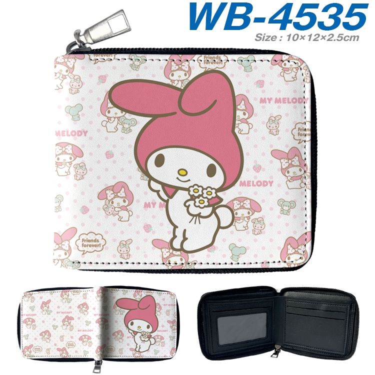 melody  Anime Full Color Short All Inclusive Zipper Wallet 10x12x2.5cm WB-4535A