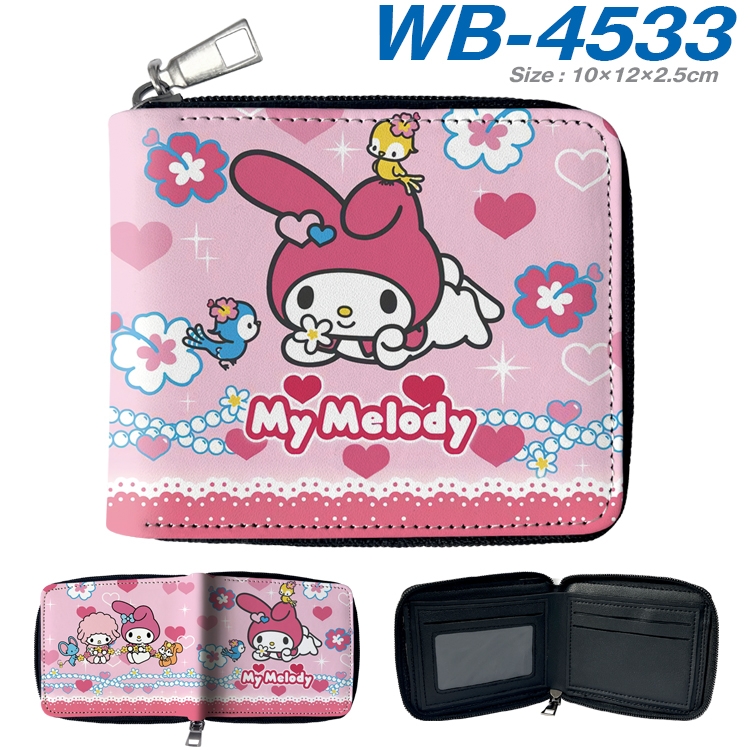 melody  Anime Full Color Short All Inclusive Zipper Wallet 10x12x2.5cm WB-4533A