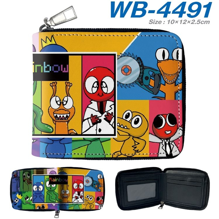 Rainbow friend Anime Full Color Short All Inclusive Zipper Wallet 10x12x2.5cm WB-4491A