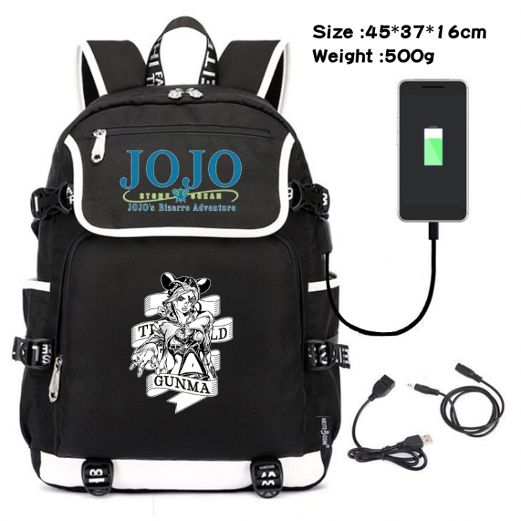 JoJos Bizarre Adventure Anime Flip Data Cable Backpack School Bag 45X37X16CM