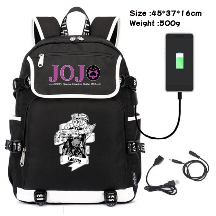 JoJos Bizarre Adventure Anime Flip Data Cable Backpack School Bag 45X37X16CM