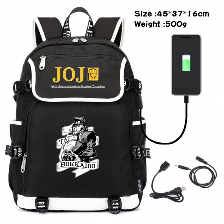 JoJos Bizarre Adventure Anime Flip Data Cable Backpack School Bag 45X37X16CM