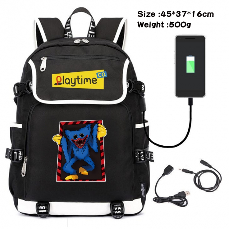 Poppy Playtime Anime Flip Data Cable Backpack School Bag 45X37X16CM