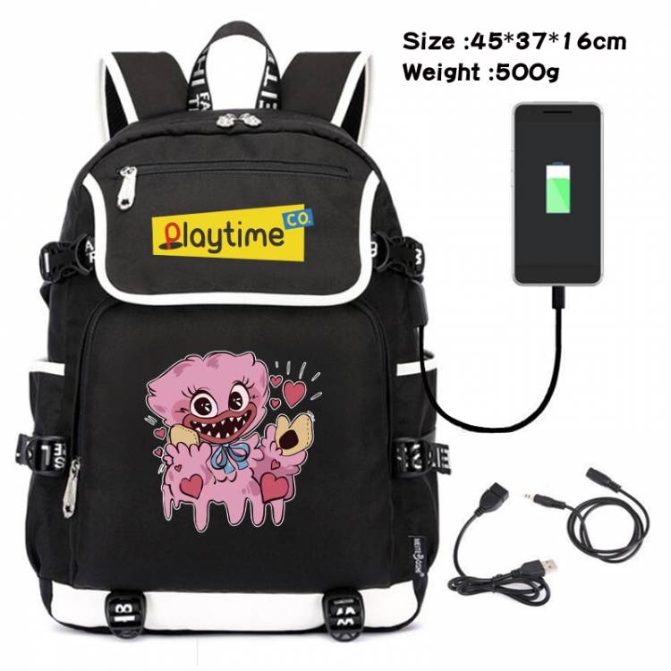 Poppy Playtime Anime Flip Data Cable Backpack School Bag 45X37X16CM