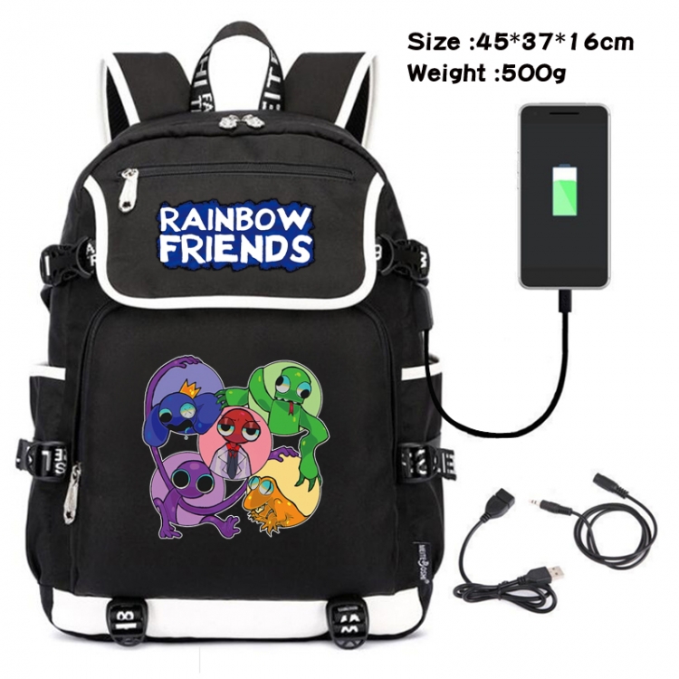 Rainbow friend  Anime Flip Data Cable Backpack School Bag 45X37X16CM