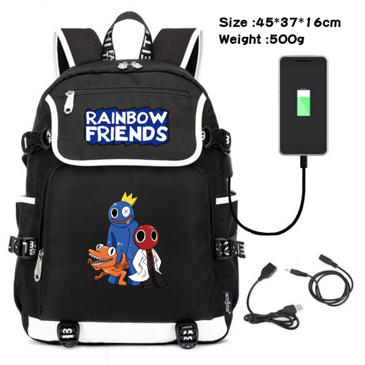 Rainbow friend  Anime Flip Data Cable Backpack School Bag 45X37X16CM