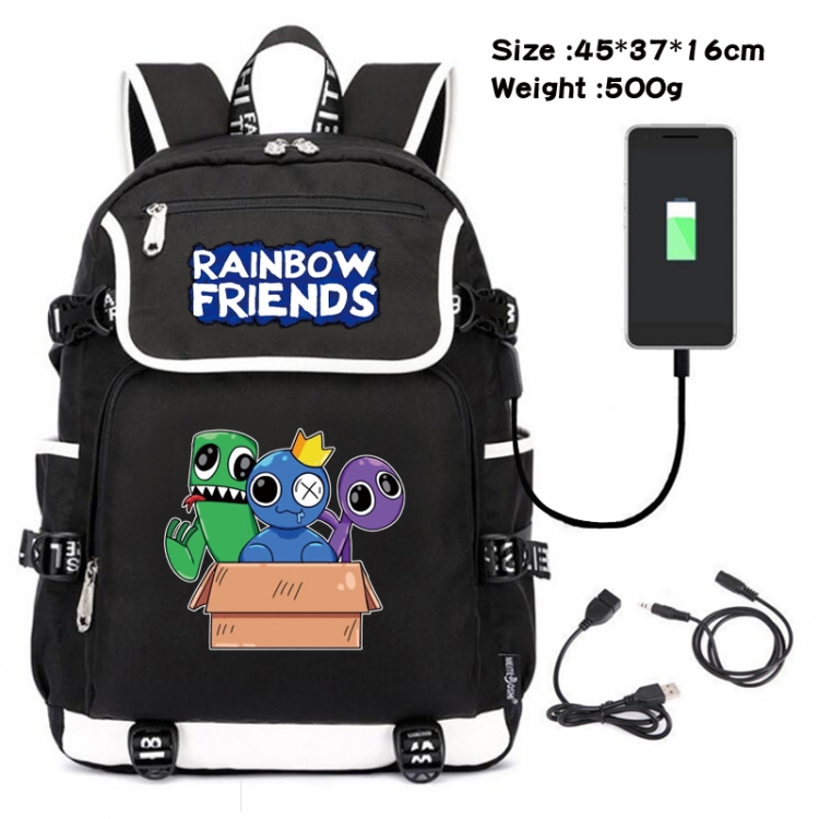 Rainbow friend  Anime Flip Data Cable Backpack School Bag 45X37X16CM