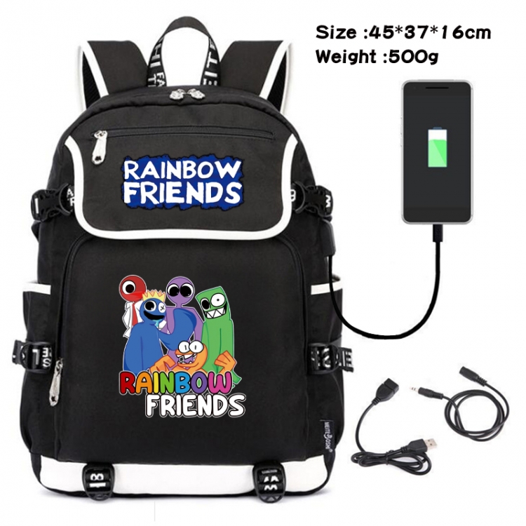 Rainbow friend  Anime Flip Data Cable Backpack School Bag 45X37X16CM