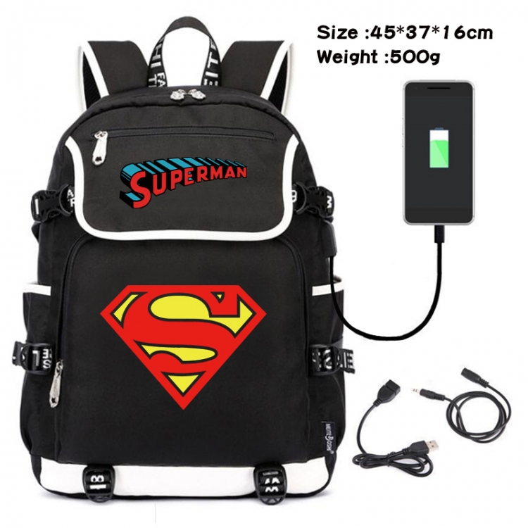 Superhero Movie Flip Data Cable Backpack School Bag 45X37X16CM