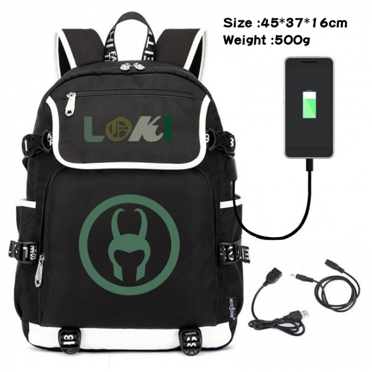 Superhero Movie Flip Data Cable Backpack School Bag 45X37X16CM