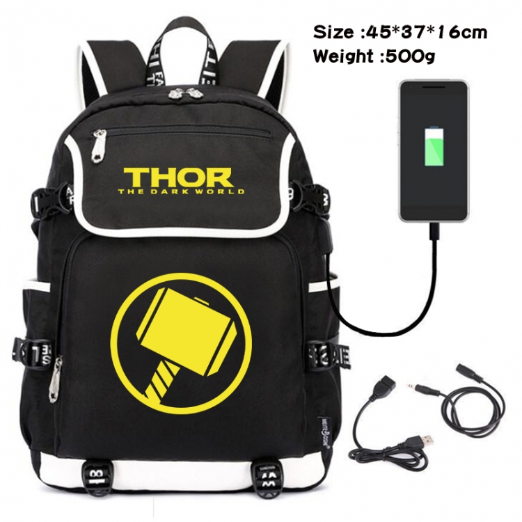 Superhero Movie Flip Data Cable Backpack School Bag 45X37X16CM