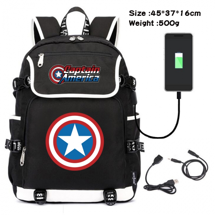 Superhero Movie Flip Data Cable Backpack School Bag 45X37X16CM