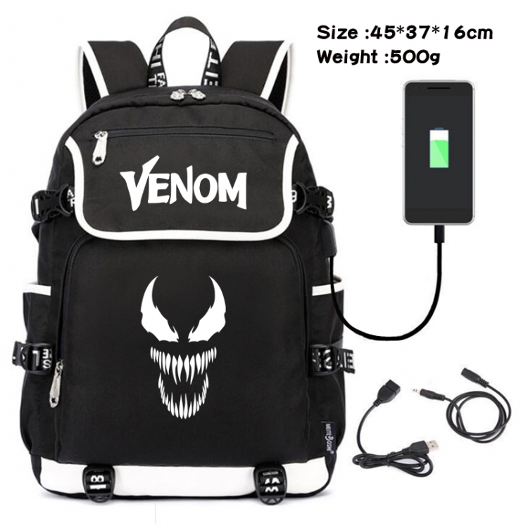 Superhero Movie Flip Data Cable Backpack School Bag 45X37X16CM