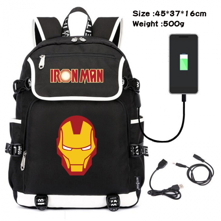 Superhero Movie Flip Data Cable Backpack School Bag 45X37X16CM