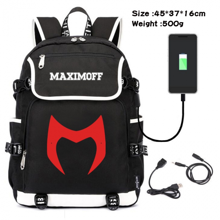 Superhero Movie Flip Data Cable Backpack School Bag 45X37X16CM