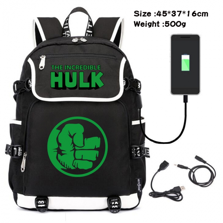 Superhero Movie Flip Data Cable Backpack School Bag 45X37X16CM