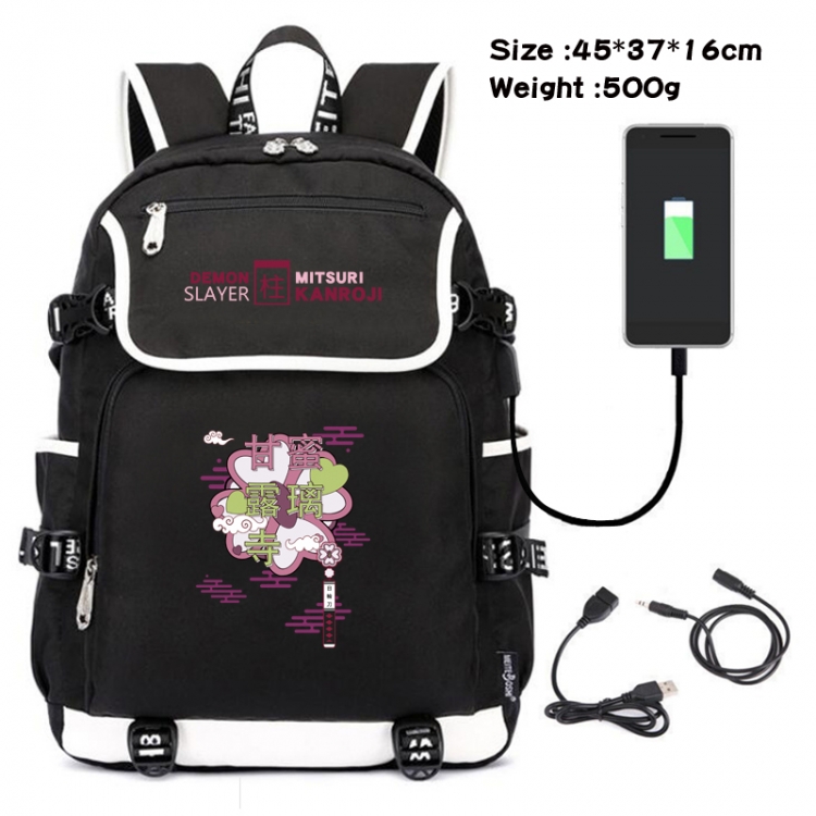 Demon Slayer Kimets Anime Flip Data Cable Backpack School Bag 45X37X16CM