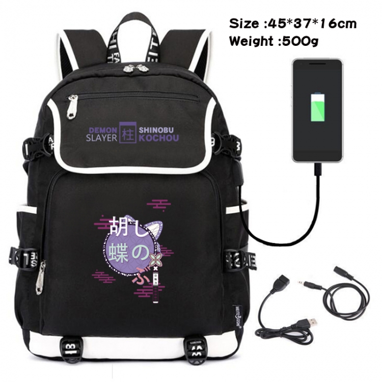 Demon Slayer Kimets Anime Flip Data Cable Backpack School Bag 45X37X16CM