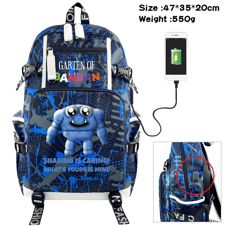 Garten of Banban  Animation camouflage trend data line backpack 47X35X20CM 550G