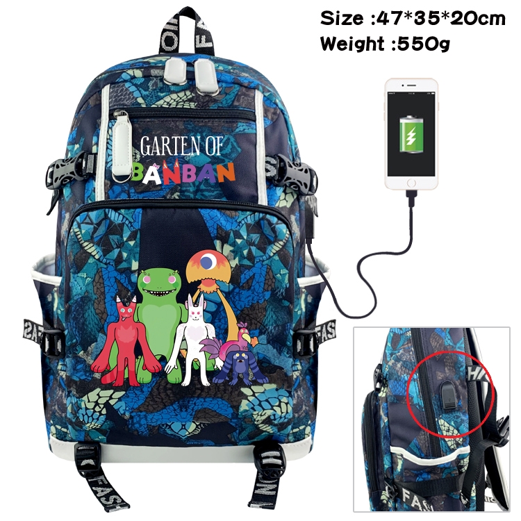 Garten of Banban  Animation camouflage trend data line backpack 47X35X20CM 550G