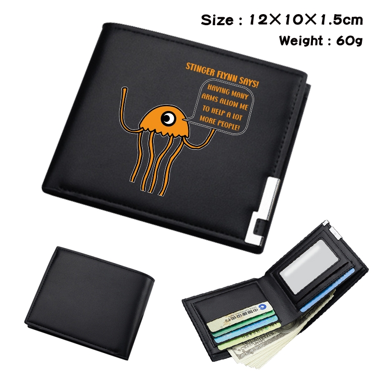 Garten of Banban Animation color picture black leather folding wallet 12x10x1.5cm