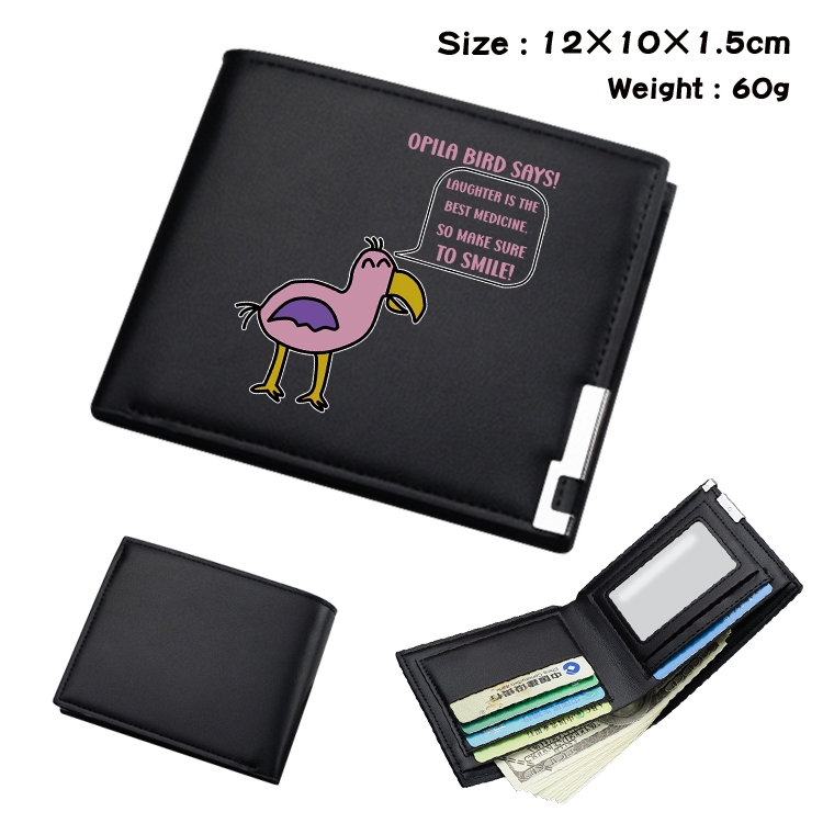 Garten of Banban Animation color picture black leather folding wallet 12x10x1.5cm