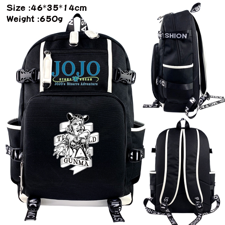 JoJos Bizarre Adventure Data USB backpack Cartoon printed student backpack 46X35X14CM 650G