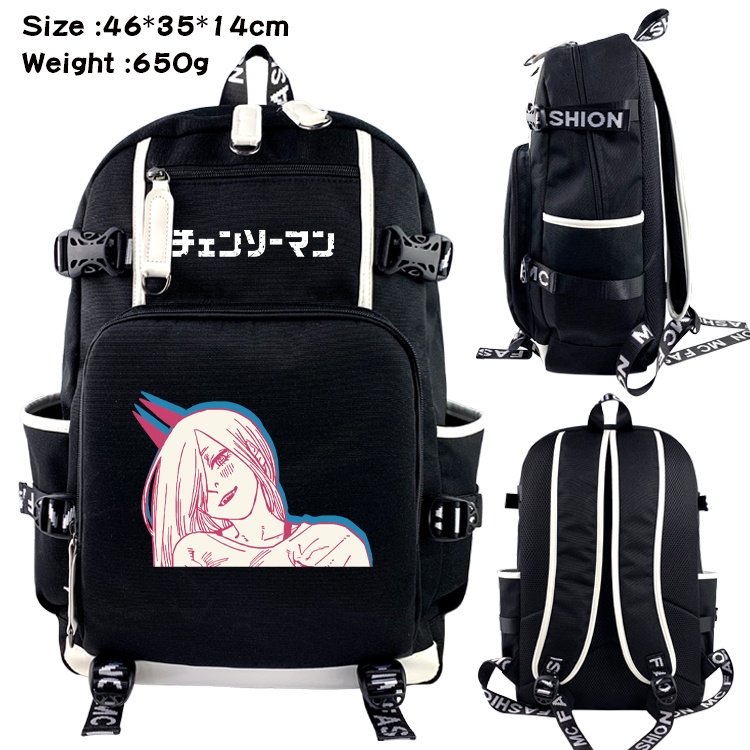 Chainsaw man Data USB backpack Cartoon printed student backpack 46X35X14CM 650G
