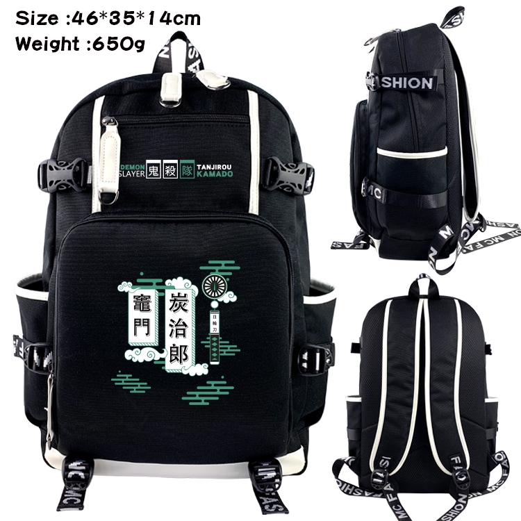 Demon Slayer Kimets Data USB backpack Cartoon printed student backpack 46X35X14CM 650G