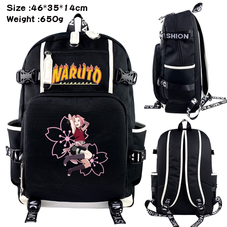 Naruto Data USB backpack Cartoon printed student backpack 46X35X14CM 650G