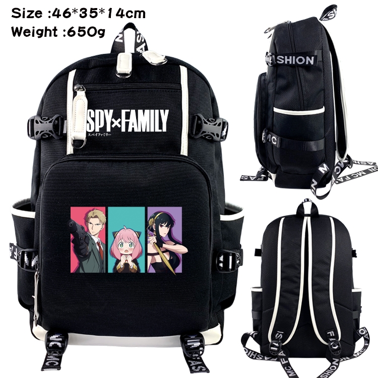 SPY×FAMILY Data USB backpack Cartoon printed student backpack 46X35X14CM 650G