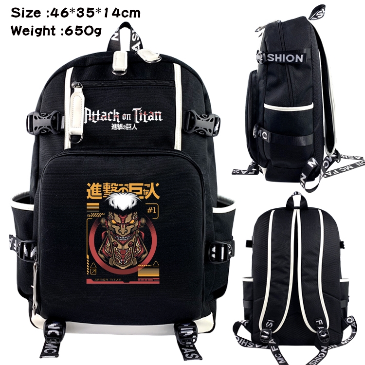 Shingeki no Kyojin Data USB backpack Cartoon printed student backpack 46X35X14CM 650G