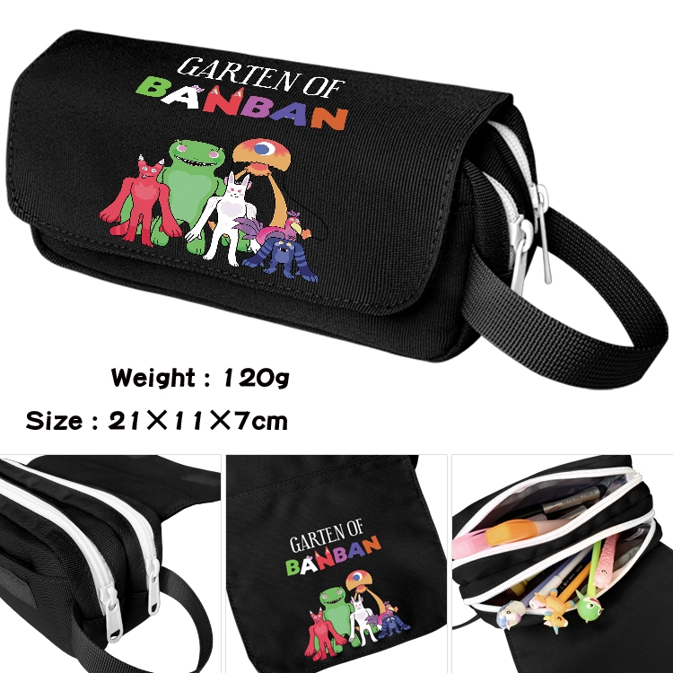 Garten of Banban Anime waterproof canvas portable double-layer pencil bag cosmetic bag 21x11x7cm