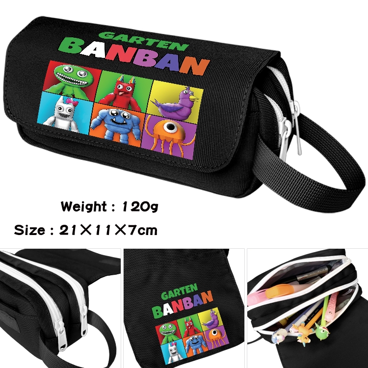 Garten of Banban Anime waterproof canvas portable double-layer pencil bag cosmetic bag 21x11x7cm