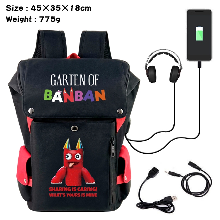 Garten of Banban Anime Canvas Bucket Data Cable Backpack School Bag 45X35X18CM 775G