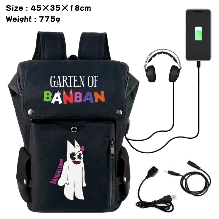 Garten of Banban Anime Canvas Bucket Data Cable Backpack School Bag 45X35X18CM 775G