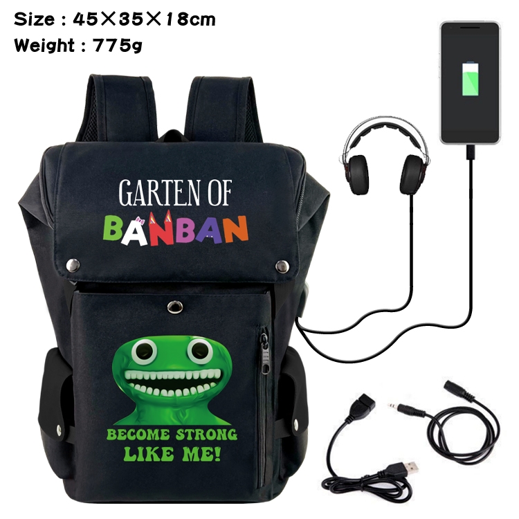 Garten of Banban Anime Canvas Bucket Data Cable Backpack School Bag 45X35X18CM 775G