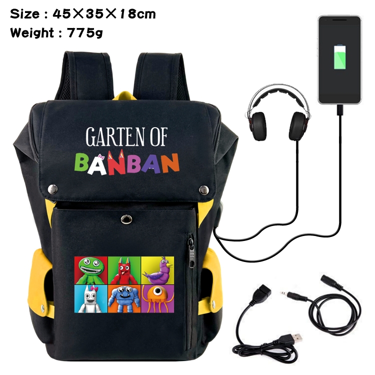 Garten of Banban Anime Canvas Bucket Data Cable Backpack School Bag 45X35X18CM 775G