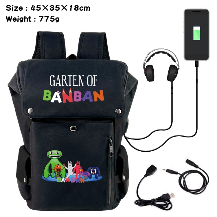 Garten of Banban Anime Canvas Bucket Data Cable Backpack School Bag 45X35X18CM 775G