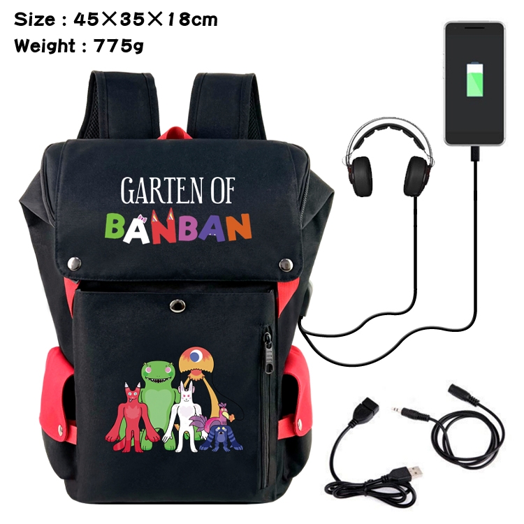 Garten of Banban Anime Canvas Bucket Data Cable Backpack School Bag 45X35X18CM 775G