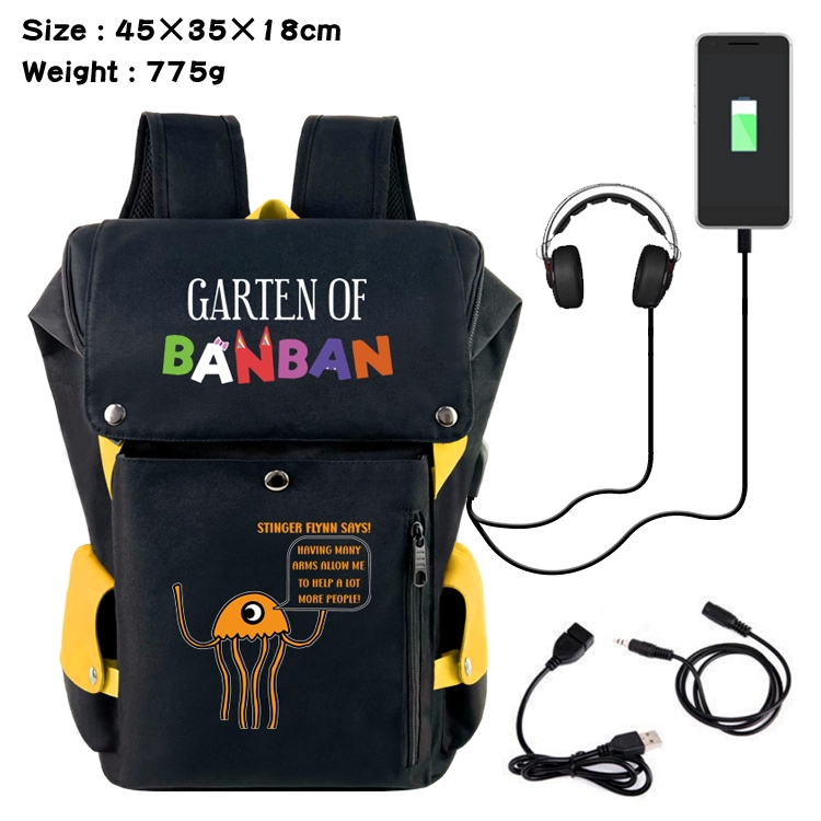 Garten of Banban Anime Canvas Bucket Data Cable Backpack School Bag 45X35X18CM 775G