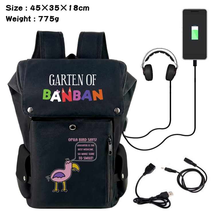 Garten of Banban Anime Canvas Bucket Data Cable Backpack School Bag 45X35X18CM 775G