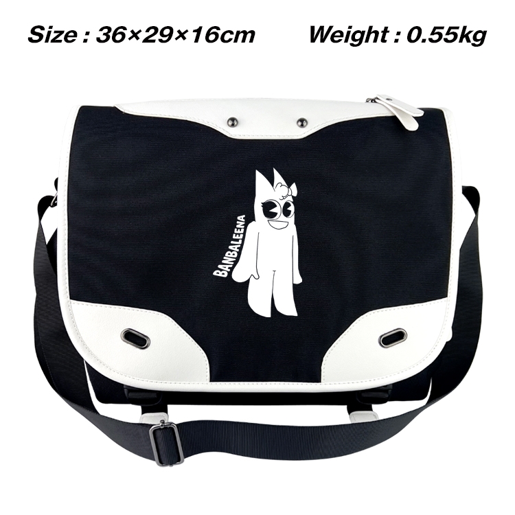 Garten of Banban Black and white anime waterproof nylon shoulder messenger bag schoolbag 36X29X16CM