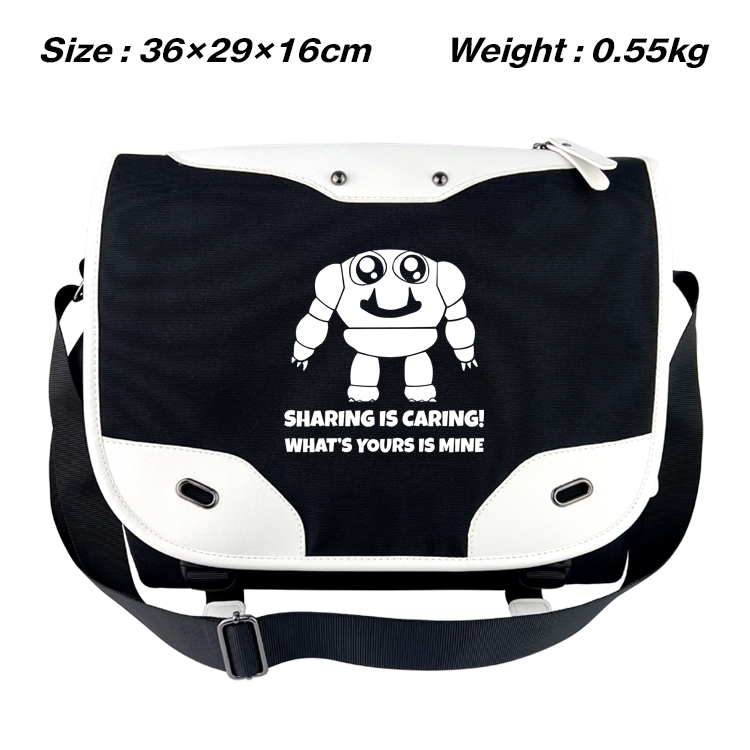 Garten of Banban Black and white anime waterproof nylon shoulder messenger bag schoolbag 36X29X16CM