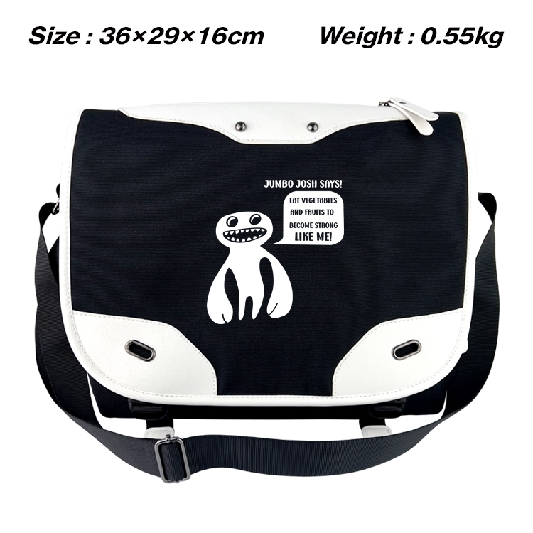 Garten of Banban Black and white anime waterproof nylon shoulder messenger bag schoolbag 36X29X16CM