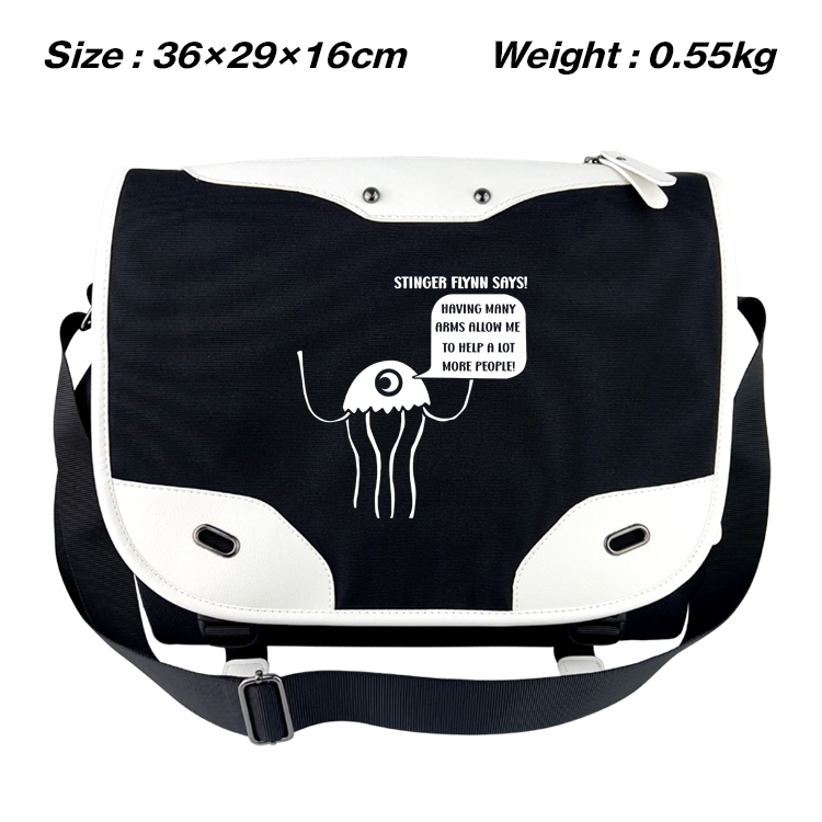 Garten of Banban Black and white anime waterproof nylon shoulder messenger bag schoolbag 36X29X16CM