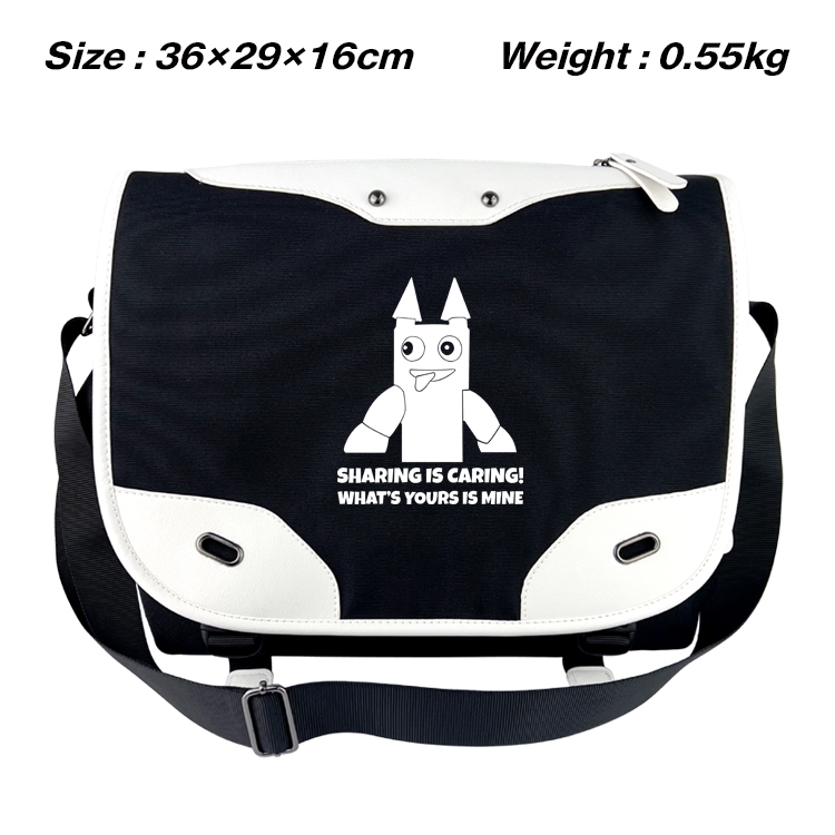 Garten of Banban Black and white anime waterproof nylon shoulder messenger bag schoolbag 36X29X16CM