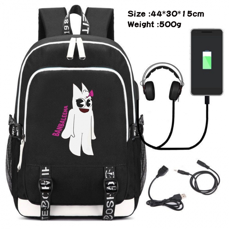 Garten of Banban Canvas double-shoulder white zipper data backpack waterproof schoolbag 44X30X15CM 500G