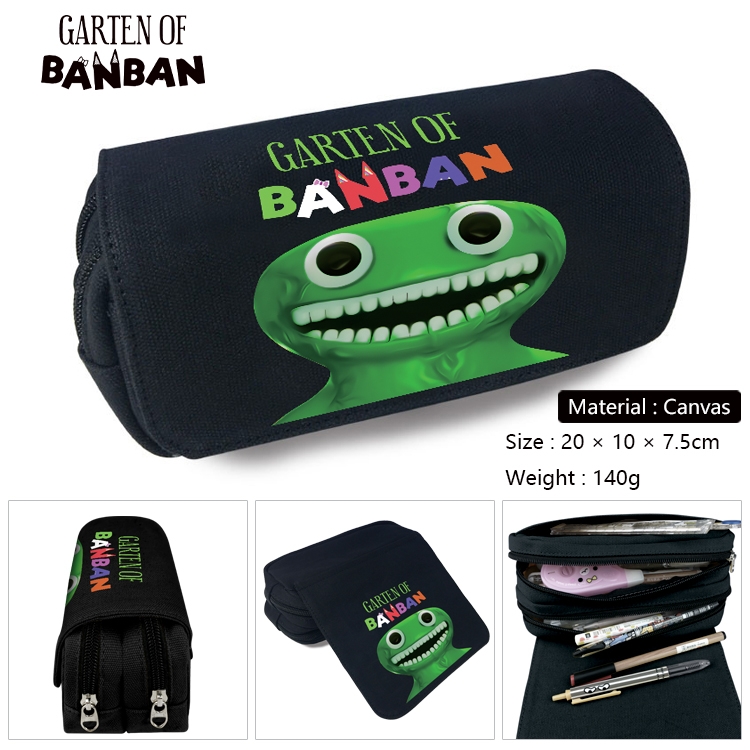 Garten of Banban Anime Multi-Function Double Zipper Canvas Cosmetic Bag Pen Case 20x10x7.5cm